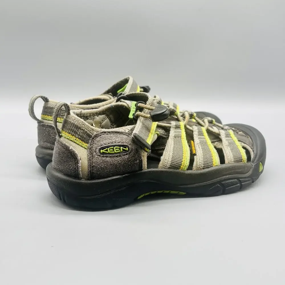 Keen Sandals Youth 2 Gray Lime Newport H2 Strappy Closed Toe Water Hiking Shoes